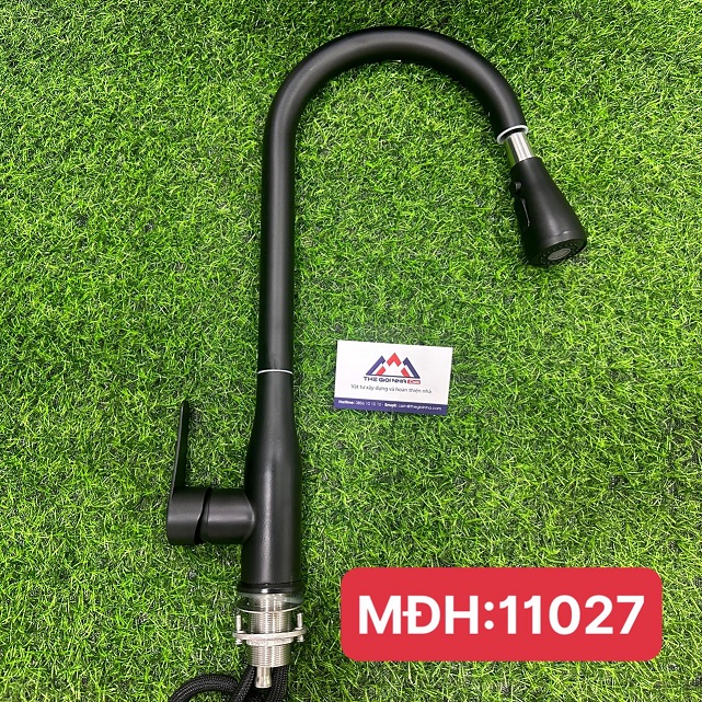 Vòi rửa bát nóng lạnh, rút, màu đen MC-1212H Luco